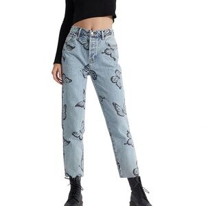 PacSun Black Butterfly Straight Leg Jeans 27